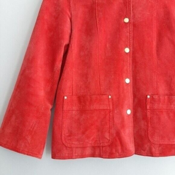 DAVID BROOKS Genuine Suede Leather Jacket Red Sz M Petite - Picture 5 of 15